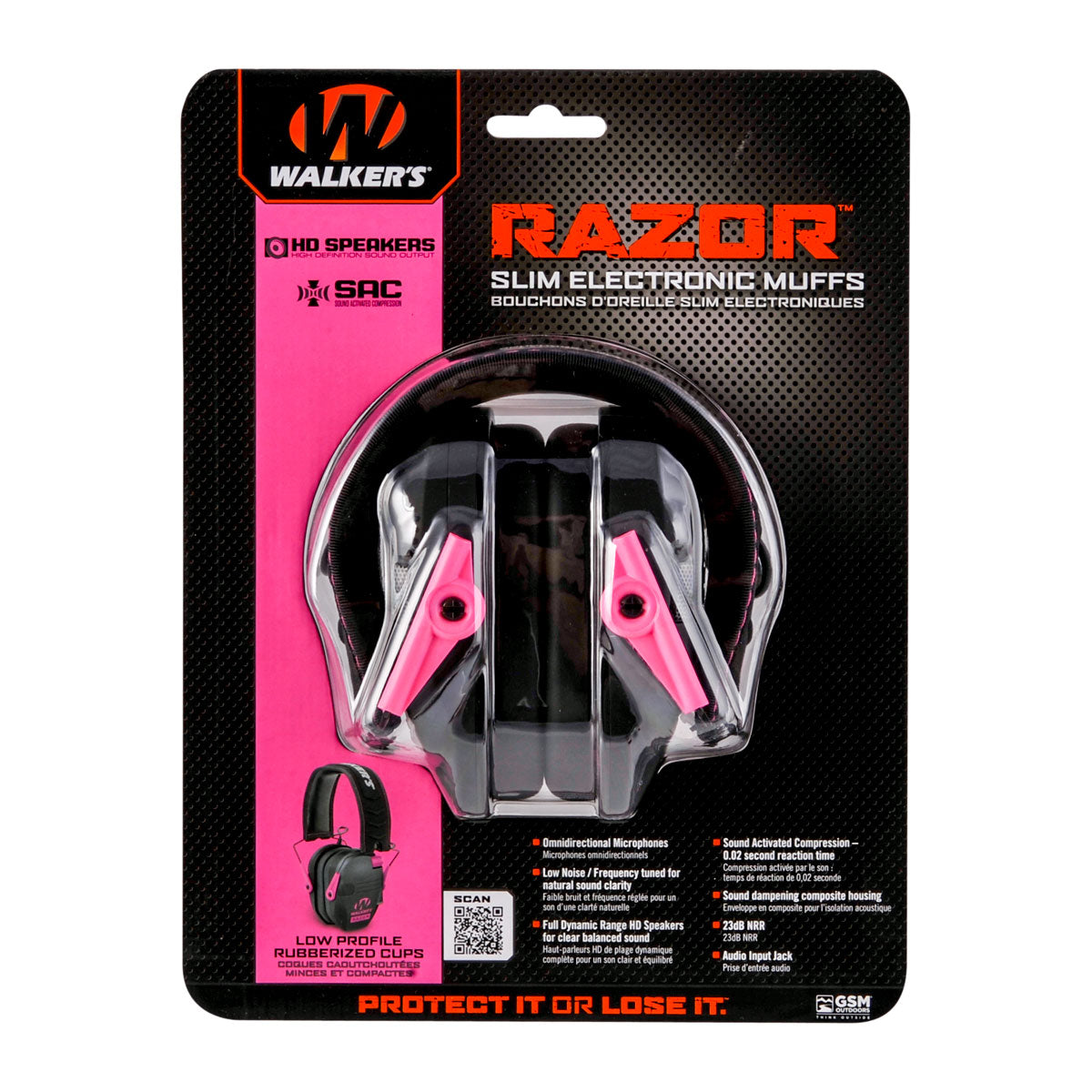 Razor Slim Electronic Muffs, Pink