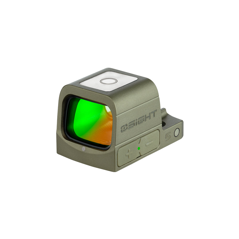 OLIVE GREEN OSIGHT S Multi-Reticle Micro Enclosed Sight with Charging Cover, 2 MOA Dot & 32 MOA Circle for RMSc Footprint, Parallax-Free Durable Reflex Sights (Red Dot)