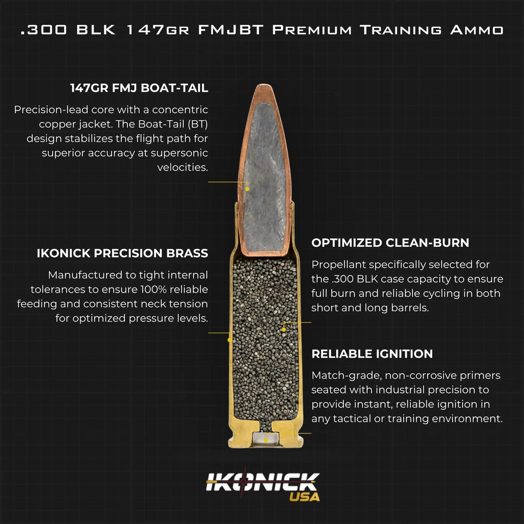 IKONICK USA 300 BLACKOUT 147GR FMJBT 20RD 25BX/CS
