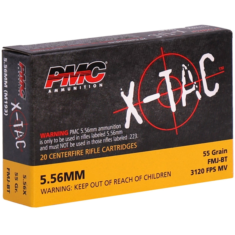 PMC X-Tac 5.56x45mm NATO Ammo 55 Grain Full Metal Jacket - (20) rd box