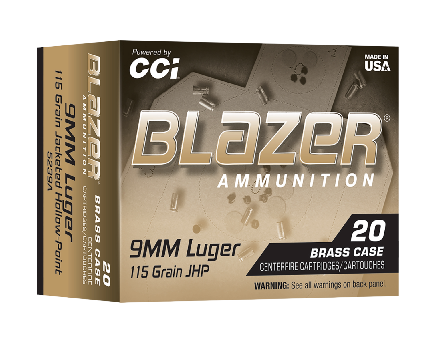 CCI Blazer 9mm Luger 115gr JHP Ammo, 20 rds