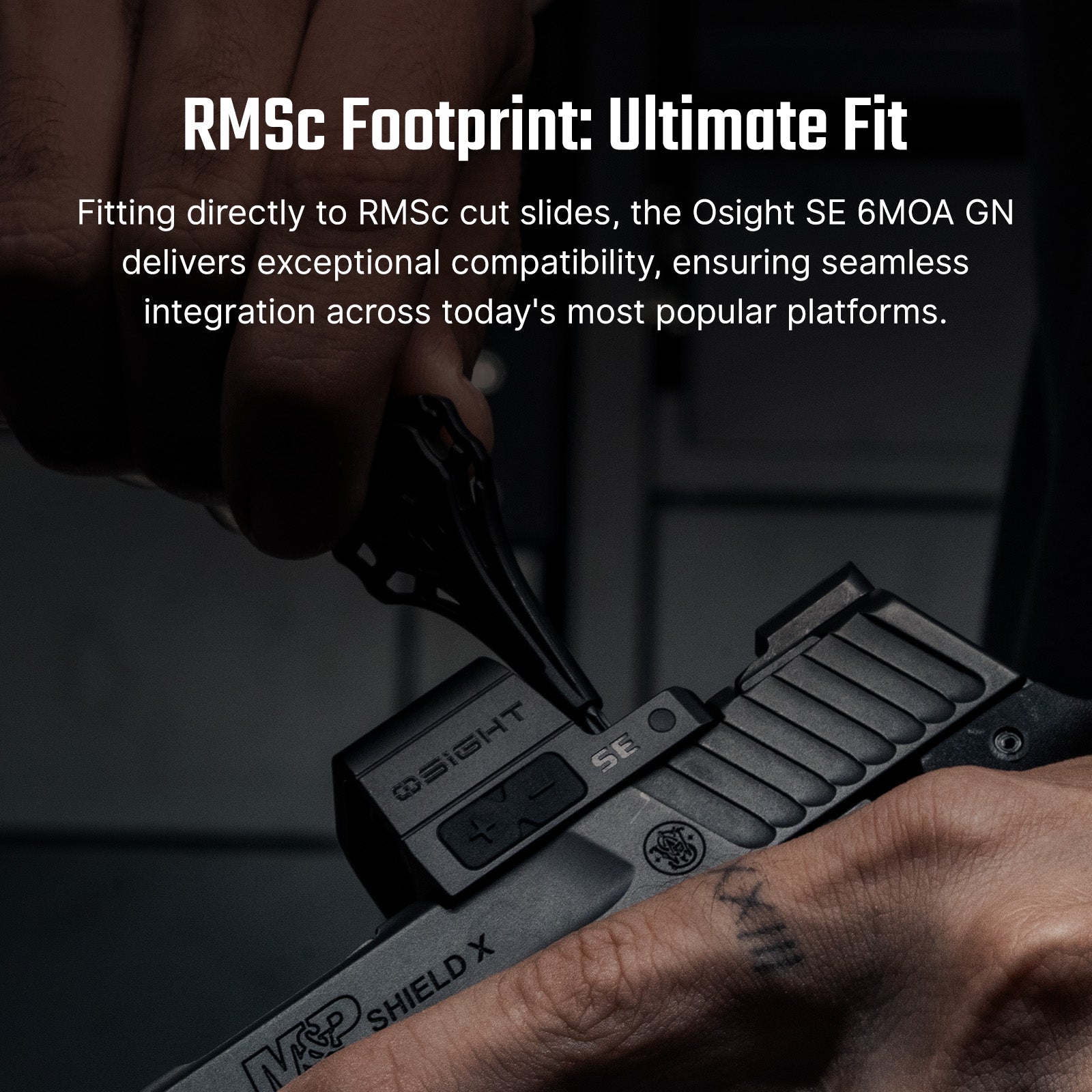 Osight SE RMSc Footprint Enclosed 6 MOA Green Dot Sight with Side-Loading Battery