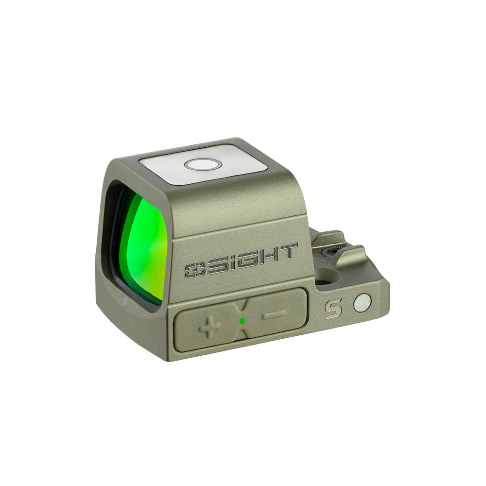OLIVE GREEN OSIGHT S Multi-Reticle Micro Enclosed Sight with Charging Cover, 2 MOA Dot & 32 MOA Circle for RMSc Footprint, Parallax-Free Durable Reflex Sights (Red Dot)