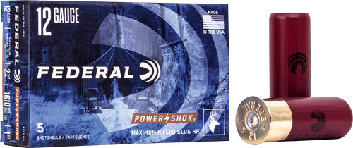 FEDERAL POWER SHOK 12GA 2.75" 1OZ RIFLED SLUG 5RD 50BX/CS