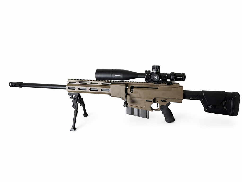 Bushmaster BA50 .50 BMG FDE – DiscoveryOpt ED-PRS Gen II 5-25x56 FFP – GG&G Bipod – Case