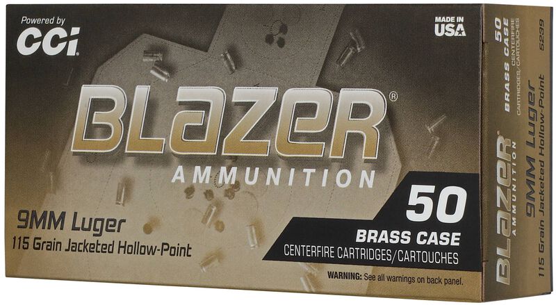 Blazer Brass HP, 9mm Luger, 115 Grain, Jacketed Hollow Point, 1145 fps, SELF-DEFENSE