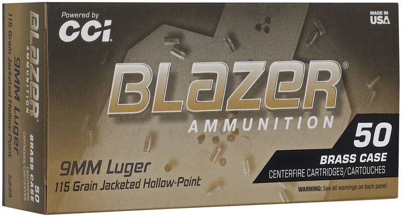 Blazer Brass HP, 9mm Luger, 115 Grain, Jacketed Hollow Point, 1145 fps, SELF-DEFENSE
