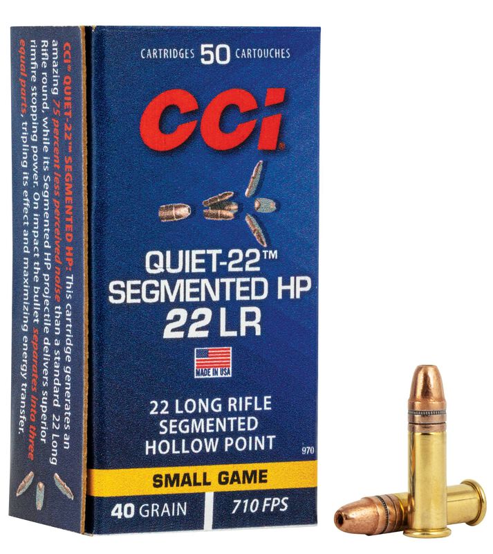 Quiet-22 Segmented HP, 22 LR, 40 Grain, Segmented Hollow Point, 710 fps (50) RD box