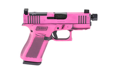 GLOCK, 43X M.O.S., Semi-automatic, Striker Fired, Polymer Frame Pistol, Sub-Compact, 9MM, 3.92" Threaded Barrel, 1/2X28 Thread Pitch, Custom Bubblegum Cerakote Finish by Shark Coast Tactical, Pink, Fixed Sights, 10 Rounds, 2 Magazines