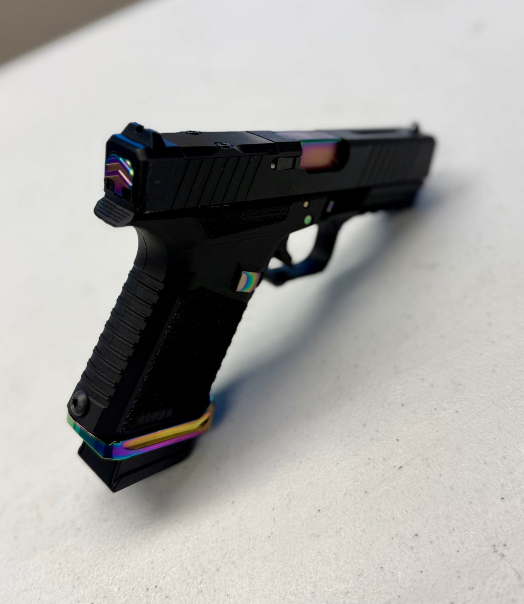 Custom Glock 19 Gen 3 Style 9mm – Rainbow PVD Barrel & Magwell | RMR Cut Slide | Upgraded Frame Build