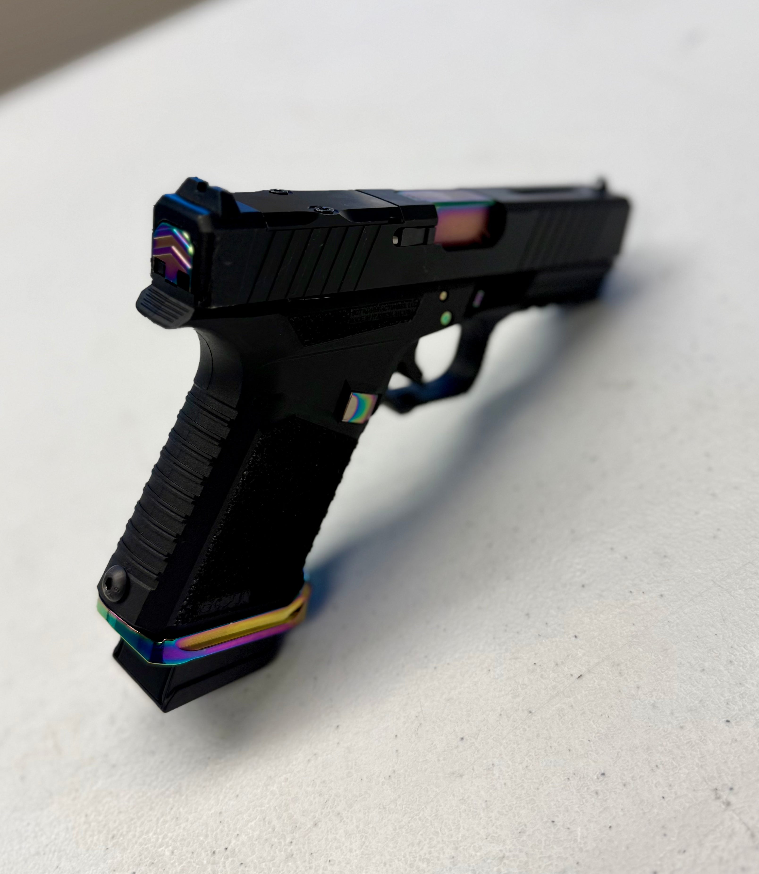 Custom Glock 19 Gen 3 Style 9mm – Rainbow PVD Barrel & Magwell | RMR Cut Slide | Upgraded Frame Build
