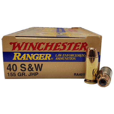 Winchester Ranger 40 S&W 155gr JHP Law Enforcement Ammo – 50 Round Box