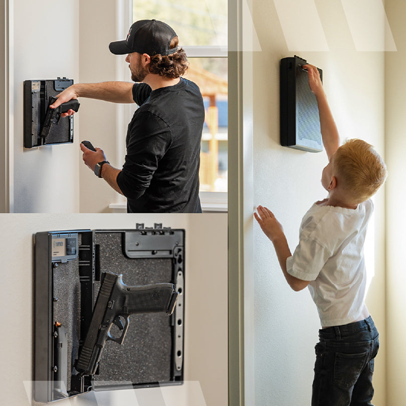 STOPBOX WALL-MOUNTED Gun Safe Alternative for Handgun Storage, Instant Access, Quick Access Handgun | Black