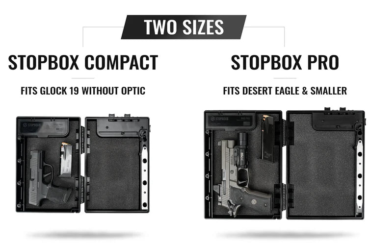 STOPBOX PRO Gun Safe Alternative for Handgun Storage, Instant Access Portable Gun Case, TSA Compliant Gun Lock Box for Car or Travel Safe Box, Quick Access Handgun | Black