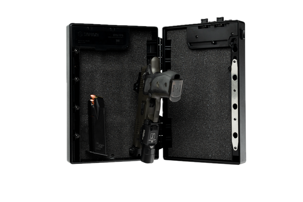 STOPBOX WALL-MOUNTED Gun Safe Alternative for Handgun Storage, Instant Access, Quick Access Handgun | Black