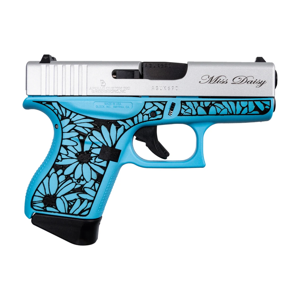 Glock 43 Miss Daisy 9mm 3.39'' 6-Rd Raspberry Blue and Satin Aluminum Pistol