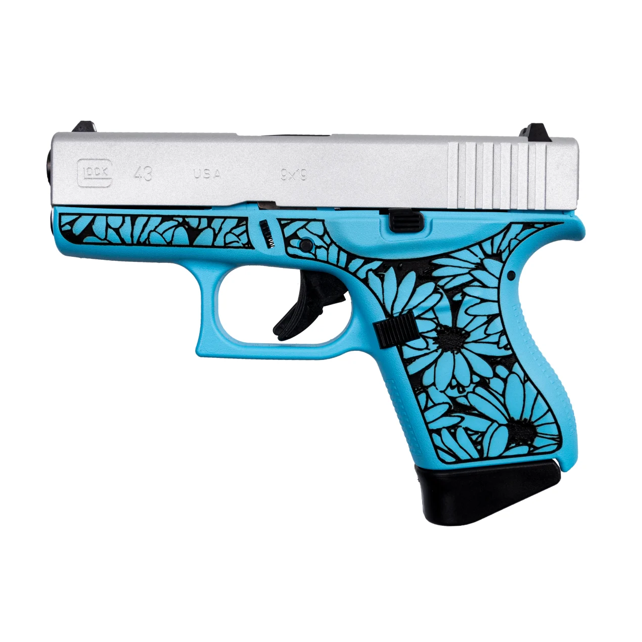 Glock 43 Miss Daisy 9mm 3.39'' 6-Rd Raspberry Blue and Satin Aluminum Pistol