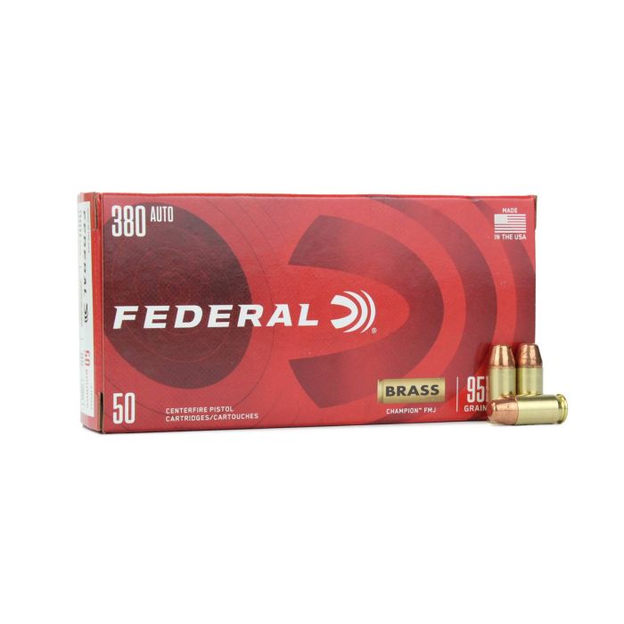 Federal Champion Ammo 380 ACP 95gr FMJ 990 FPS 50/Box