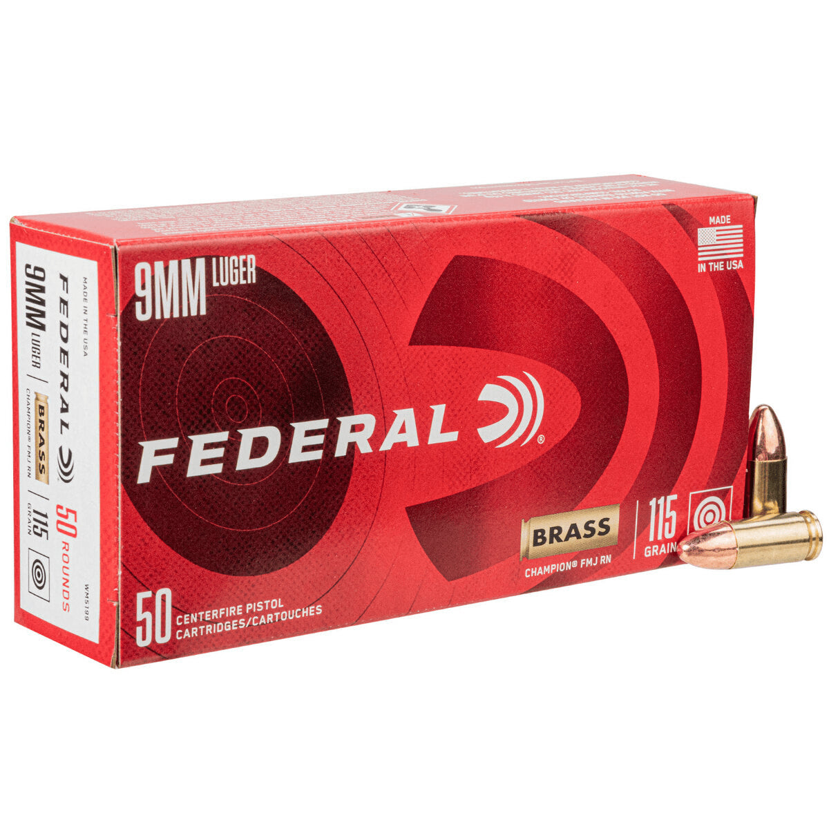 Federal Champion 9mm Luger 124gr FMJ Handgun Ammo - 50 Rounds