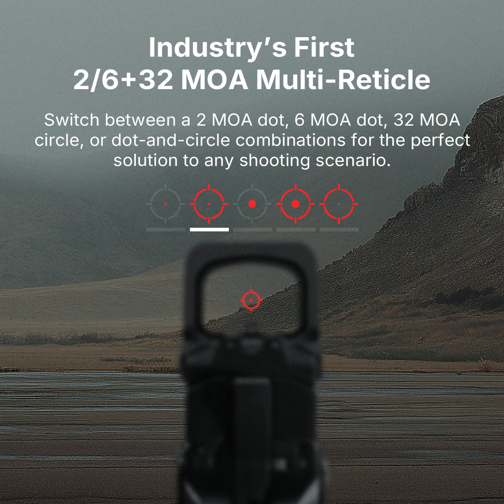 Osight XR Enclosed Red Dot Sight with Ruggedized Miniature Reflex Footprint and 2/6+32 MOA Multi-Reticle System